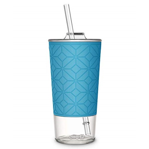 Ello Tidal Glass Tumbler with Straw | 20 oz | Blue Sky Texture, Only $8.49