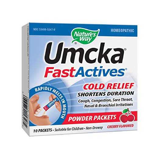 Nature's Way Umcka® FastActives® Cold Relief Shortens Duration, Cherry Flavored, Rapidly Melts In Your Mouth, 10 Powder Packets, Only $7.59