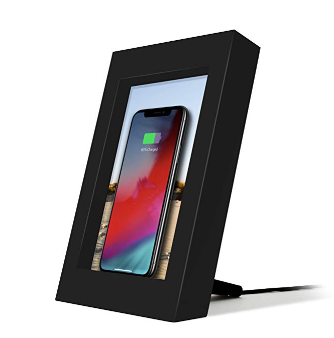 Twelve South PowerPic | Picture Frame Stand with Integrated 10W Qi Charger for iPhone/Wireless Charging Smart Phones (Black) only $49.99
