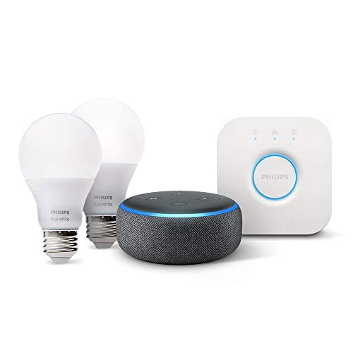 Echo Dot (3rd Gen) - Charcoal with Philips Hue White Smart Light Bulb Starter Kit, Only $94.90, free shipping