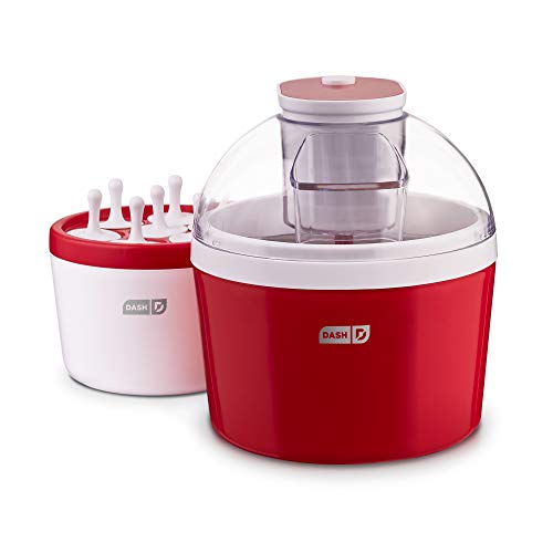 Dash DIC700RD 2-in-1 Ice Cream, Frozen Yogurt, Sorbet + Popsicle Maker with with Easy Ingredient Spout, Double-Walled Insulated Freezer Bowl & Free Recipes, 1 quart, Red, Only $23.00