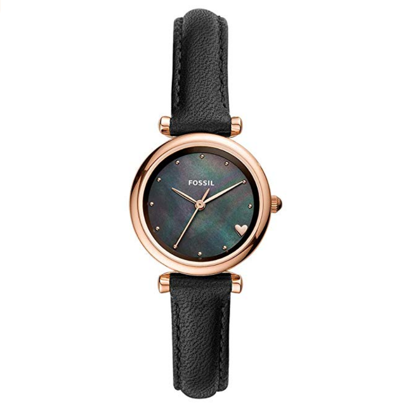 Fossil Women's Carlie Mini Stainless Steel and Leather Quartz Watch $54.59，free shipping