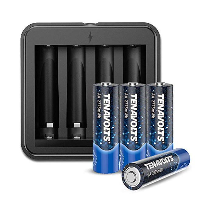 亚马逊首选！TENAVOLTS  AA充电器套装，带4个AA充电池，原价$34.99，现使用折扣码后仅售$17.49