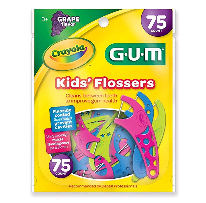 GUM Crayola Kids' Flossers, Grape, Fluoride Coated, Ages 3+, 75 Count, Only $2.43, You Save $2.26(48%)