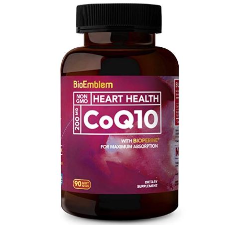 BioEmblem CoQ10 with BioPerine Natural Form, Non-GMO Superior Absorption Supports Heart Health 200mg Softgels, 90 Count discounted price only $15.39