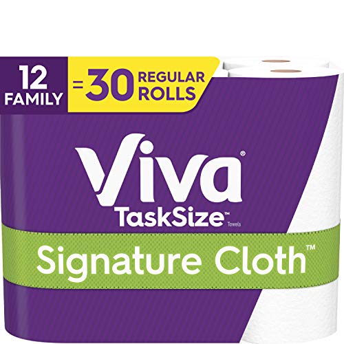 Viva Signature Cloth TaskSize Paper Towels, Soft & Strong Kitchen Paper Towels, White, 12 Family Rolls (143 sheets per roll), Only $20.64