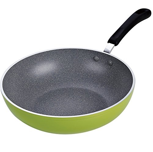 Cook N Home 02596 Nonstick Stir Fry Pan, Green Marble Pattern, 30cm 12-Inch Wok,, Only $19.87