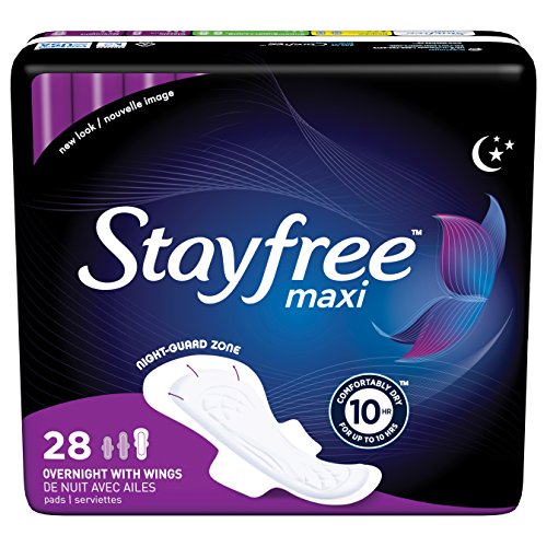 Stayfree 嬌爽棉柔超長夜用衛生巾，28片，原價$8.99，現僅售$4.72，免運費