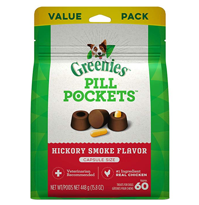 GREENIES PILL POCKETS for Dogs Capsule Size Natural Soft Dog Treats, Hickory Smoke Flavor, Brown, 15.8 oz. Pack (60 Treats), List Price is $17.99, Now Only $8.23