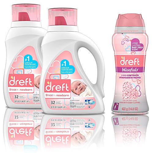 Dreft Stage 1: Newborn Hypoallergenic Liquid Baby Laundry Detergent (HE), 2 Count with Blissfuls In-Wash Scent Booster Beads, Baby Fresh, Only $22.74