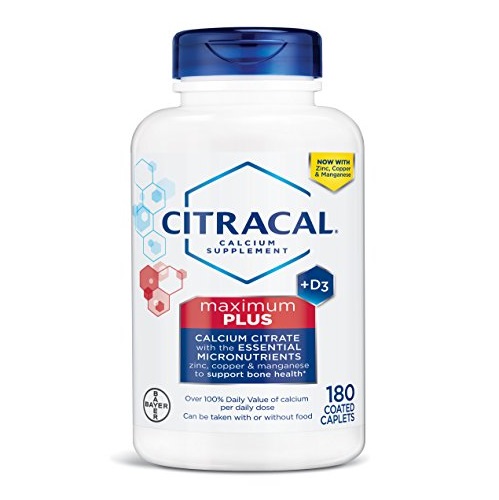 Citracal Maximum, Highly Soluble, Easily Digested, 630 mg Calcium Citrate with 500 IU Vitamin D3, Bone Health Supplement for Adults, Caplets, 180 Count, Only $10.89