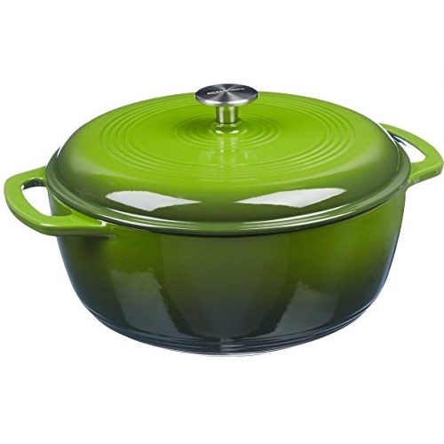 AmazonBasics Enameled Cast Iron Covered Dutch Oven, 7.3-Quart, Green, Only $44.09, free shipping