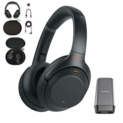 Sony WH-1000XM3 Wireless Noise Canceling Over Ear Headphones with voice assistant, Black (WH-1000XM3/B) with 20,000mAh High Capacity Portable Power Bank, Only $278.00