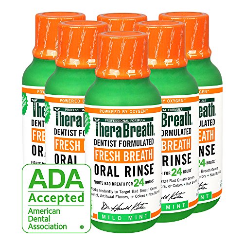 TheraBreath Fresh Breath Oral Rinse, Mild Mint, 3 Ounce Bottle (Pack of 6), Only $10.59