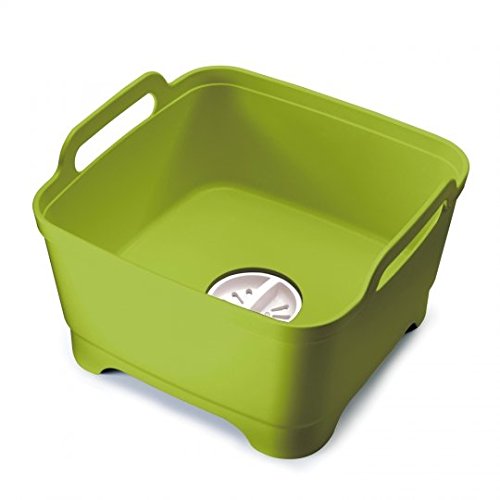 Joseph Joseph 85059 Wash & Drain Wash Basin Dishpan with Draining Plug Carry Handles 12.4-in x 12.2-in x 7.5-in, Green, Only $15.18
