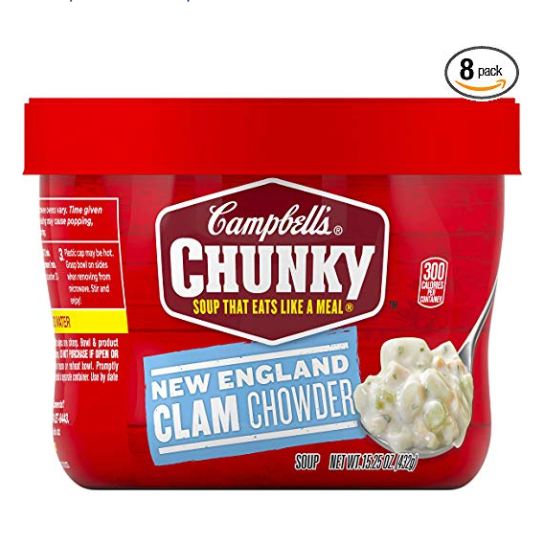 Campbell's Chunky New England Clam Chowder, 15.25 oz. Bowl (Pack of 8)  only $15.84