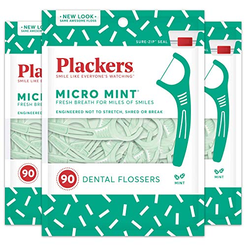 Plackers Micro Mint Dental Floss Picks, 90 Count (Pack of 3), Only $5.73