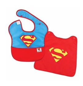 Bumkins DC Comics Superman SuperBib, Baby Bib, With Cape, Waterproof, Washable, Stain and Odor Resistant, 6-24 Months only $5.59