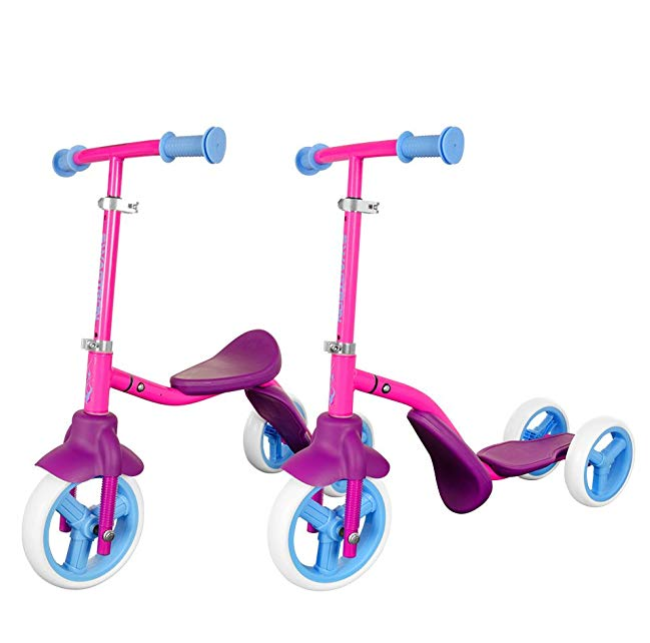 Swagtron K2 Toddler 3 Wheel Scooter & Ride-On Balance Trike 2-in-1 Adjustable for 2, 3, 4, 5 Year Old Boy or Girl Transforms in Seconds only $29.92