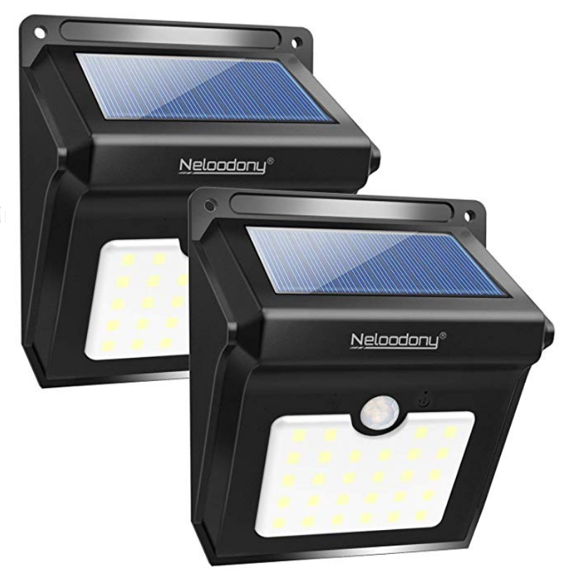 Neloodony 太陽能防水戶外感應燈 2個 $10.99，原價$18.99，現點擊Coupon僅需$10.99