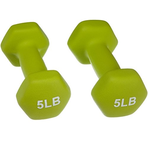 AmazonBasics 5 Pound Neoprene Dumbbells Weights - Set of 2, Green, Only $12.86