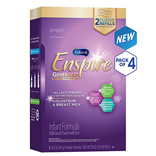 Enfamil Enspire Gentlease Baby Formula Milk Powder Refill, 29 Ounce (Pack of 4) - MFGM, Lactoferrin (Found in Colostrum), Omega 3 DHA, Iron, Probiotics, Immune Support, Only: $204.24