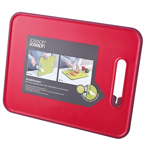 Joseph Joseph 60107 Slice & Sharpen Cutting Board with Integrated Knife Sharpener, Large, Red, Only $13.19