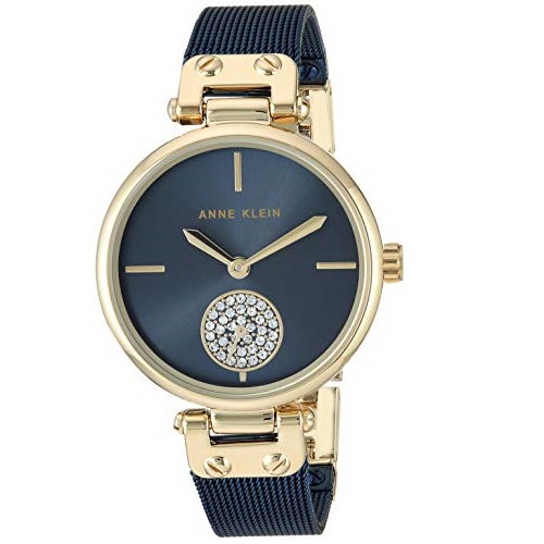Anne Klein Women's AK/3001GPBL Swarovski Crystal Accented Mesh Bracelet Watch, Only $39.99, You Save $30.00(43%)
