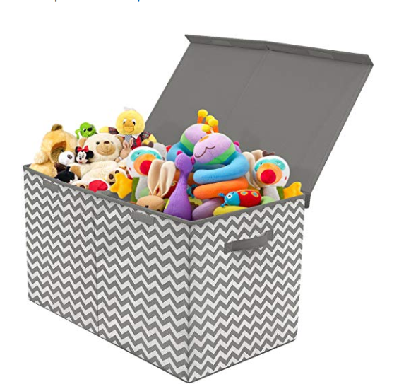 Sorbus Toy Chest with Flip-Top Lid, Kids Collapsible Storage for Nursery, Playroom, Closet, Home Organization, Large (Pattern - Chevron Gray) only $28.99