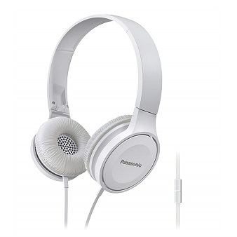 Panasonic On Ear Stereo Headphones RP-HF100M-W with Integrated Mic and Controller, Travel-Fold Design, Matte Finish, White, only $13.49