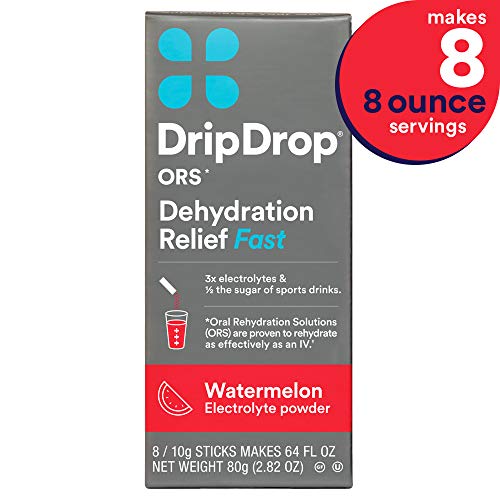 DripDrop ORS Electrolyte Hydration Powder Sticks, Watermelon Flavor, Makes (8) 8oz Servings, Only $7.40