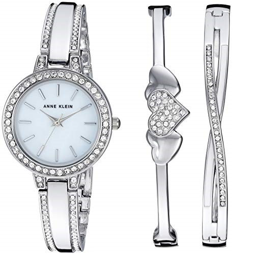 超贊！超美！史低價！Anne Klein 珍珠母貝施華洛世奇水晶腕錶套裝，原價$175.00，現僅售$59.99 ，免運費！