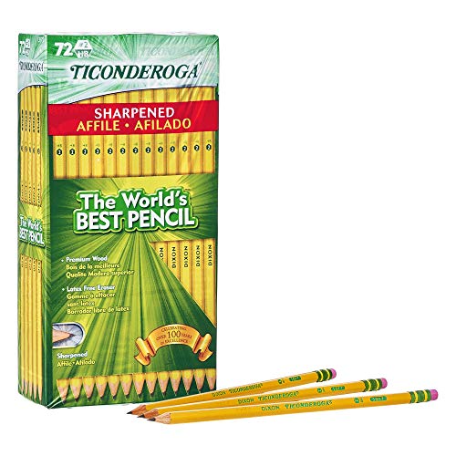 TICONDEROGA Pencils, Wood-Cased #2 HB Soft, Pre-Sharpened with Eraser, Yellow, 72-Pack (13972), Only $9.99
