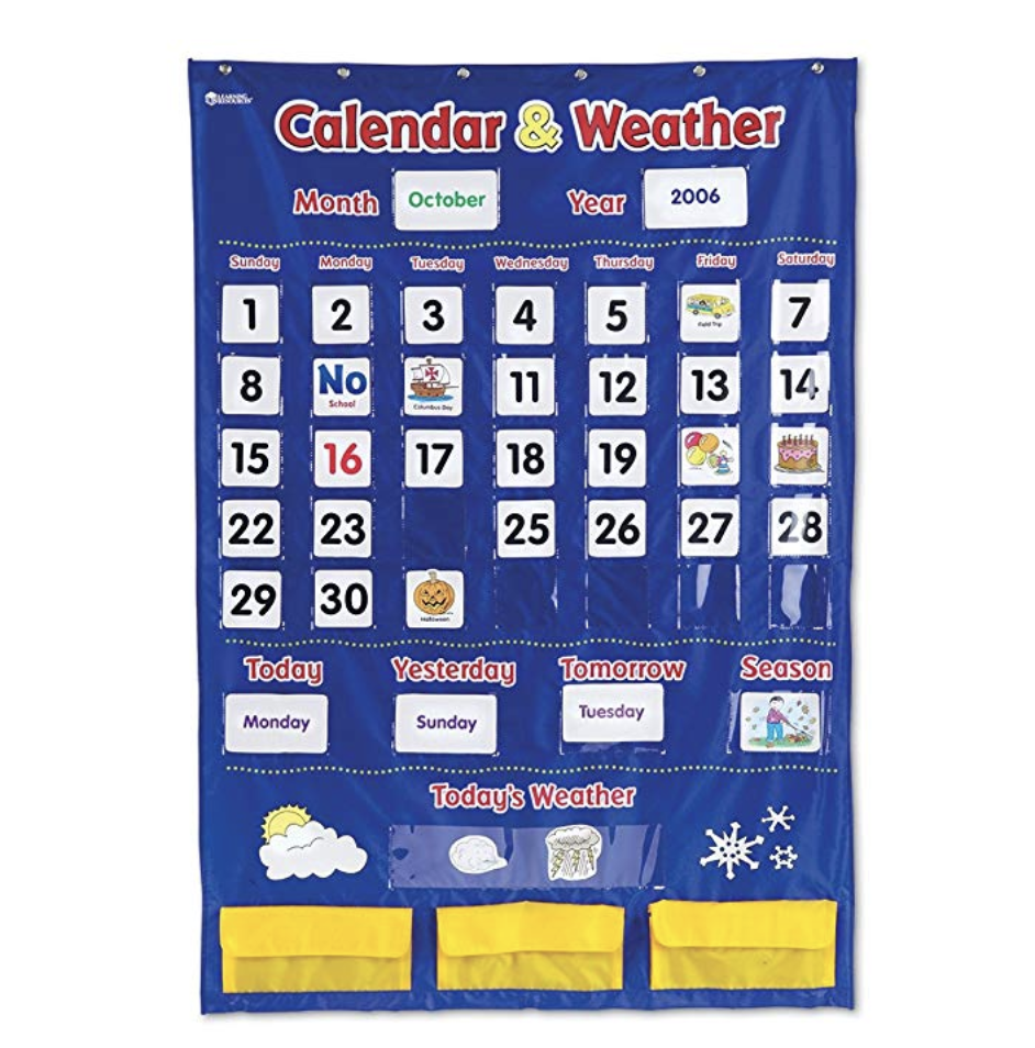 Learning Resources Calendar & Weather Pocket Chart, Classroom Organization, 136 Piece only $16.52