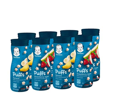 Gerber Puffs Cereal Snack, Banana and Strawberry Apple, 8 Count  only $9.48