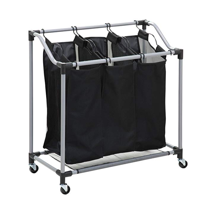 Honey-Can-Do Triple Laundry Sorter with Mesh Bags, Steel/Black only $15.44