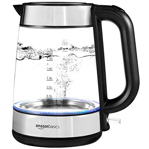 AmazonBasics Electric Glass and Steel Kettle - 1.7 Liter, Only $21.24