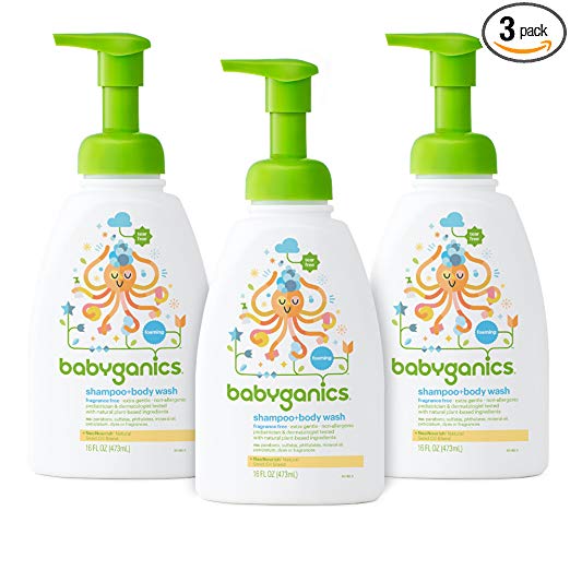 Babyganics Baby Shampoo + Body Wash, Fragrance Free, 16oz Pump Bottle (Pack of 3),only $19.01, free shipping after using Subscribe and Save service