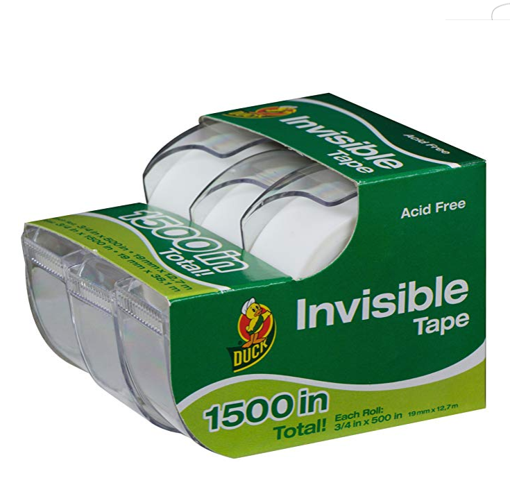 Duck Brand Matte Finish Invisible Tape With Dispenser, 3 Rolls, Each Roll 3/4-Inch x 500 Inches for 1500 Total Inches only $3.88
