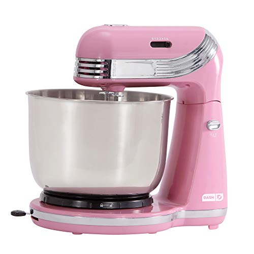Dash Stand Mixer (Electric Mixer for Everyday Use): 6 Speed Stand Mixer with 3 qt Stainless Steel Mixing Bowl, Dough Hooks & Mixer Beaters for Dressings - Pink, Only $23.55