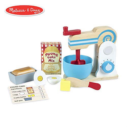 Melissa & Doug Wooden Make-a-Cake Mixer Set (Kitchen Toy, Numbered Turning Dials, Encourages Creative Thinking, 11-Piece Set, 13.5″ H × 10″ W × 5″ L), Only $14.99