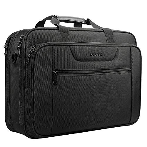 KROSER XXL Laptop Briefcase Fits Up to 18 Inch Laptop Water-Repellent Expandable Capacity for Travel/Business/School/Men-Black discounted price only $27.99
