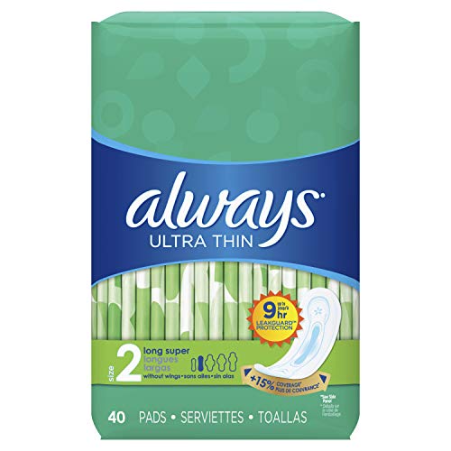 Always Ultra Thin Feminine Pads for Women, Size 2, Super Absorbency, Unscented, 40 Count - Pack of 3 (120 Count Total) (Packaging May Vary), Only $12.59