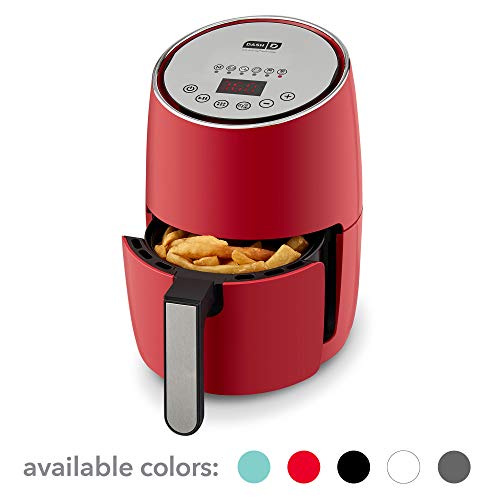 DASH Compact Electric Air Fryer + Oven Cooker with Digital Display, Temperature Control, Non Stick Fry Basket, Recipe Guide + Auto Shut Off Feature, 1.6 L, up to 2 QT, Red, Only $49.99