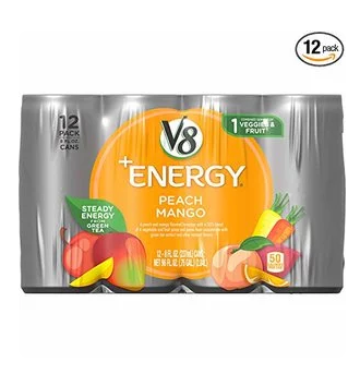 V8 +Energy 橘子菠萝口味能量饮料 8oz 共24罐 现点击coupon后仅售价$11.14，免运费！