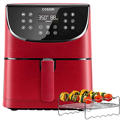 COSORI Air Fryer(100 Recipes, Rack & 4 Skewers),3.7QT Electric Hot Air Fryers Oven Oilless Cooker,11 Presets,Preheat& Shake Reminder, LED Touch Digital Screen,Nonstick Basket,1500W,Red, Only $79.98