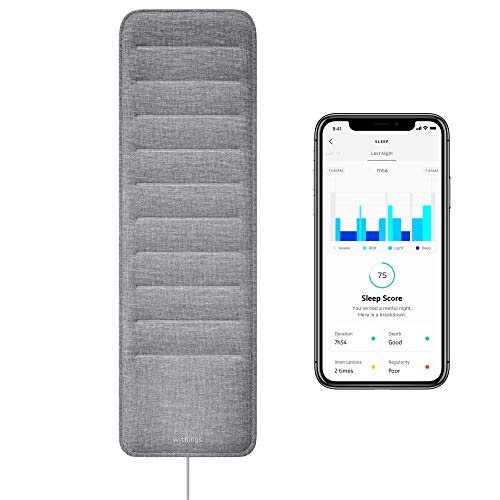 Withings Sleep - Sleep Tracking Pad Under The Mattress with Sleep Cycle Analysis, Sleep Score & Sleep Sensor to Control Light, Music & Room Temperature, Breathing Disturbances, Only $79.97