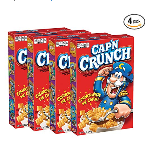 Cap'N Crunch Cereal, 14oz Boxes, 4 Count only $5.71