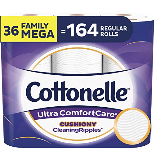 Cottonelle Ultra ComfortCare Toilet Paper with Cushiony CleaningRipples, Soft Biodegradable Bath Tissue, Septic-Safe, 36 Family Mega Rolls $27.86