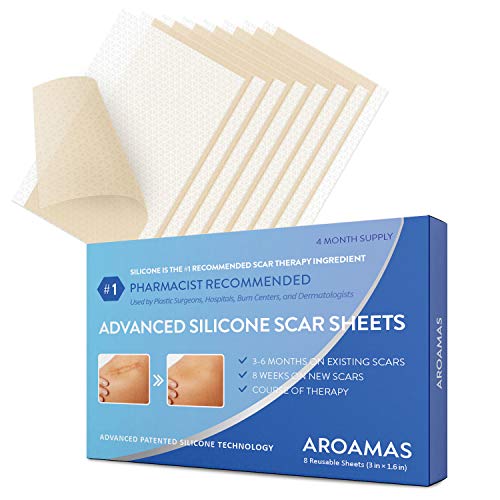 Aroamas Professional Silicone Scar Sheets, Soften and Flattens Scars Resulting from Surgery, Injury, Burns, Acne, C-section and more, 3